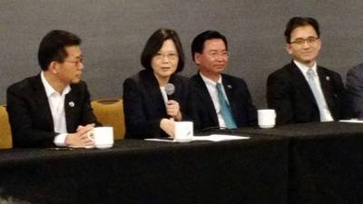 Tsai speaks about cross-strait ties as US trip wraps up