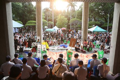 Protestors consider withdrawal as typhoon approaches