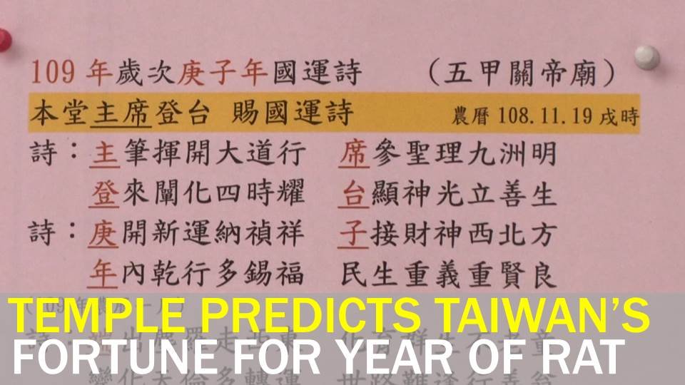 Video: Temple predicts Taiwan’s fortune in the Year of the Rat
