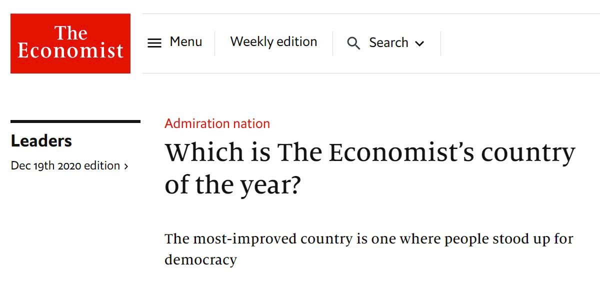 The Economist lists Taiwan as one of 2020’s most improved countries