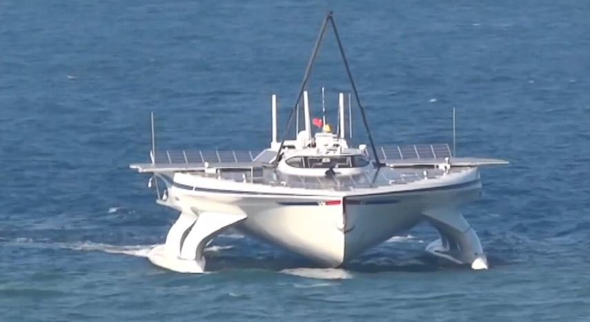 VIDEO: Solar-powered ship visits Kaohsiung