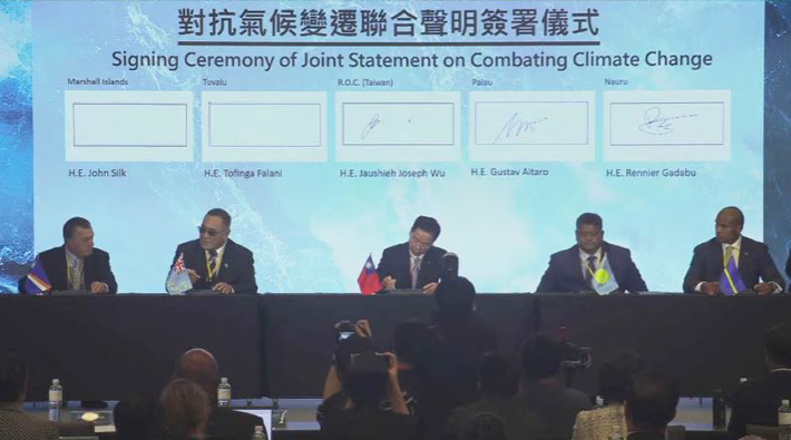 Taiwan and four allies sign joint declaration on climate change