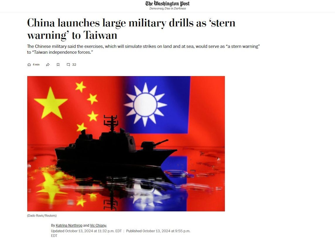 International media covers China’s war games around Taiwan