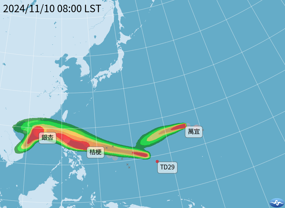 Historic 4 simultaneous typhoons may be forming in the Northwest Pacific